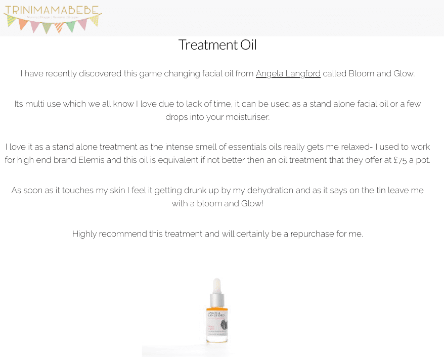 bloom & glow natural facial oil by angela langford skincare